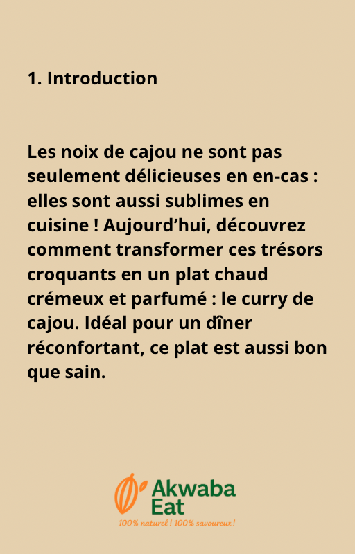 une sauce crémeuse cajou-citron.