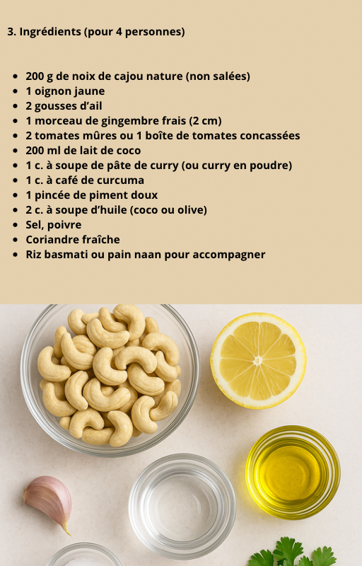 une sauce crémeuse cajou-citron.